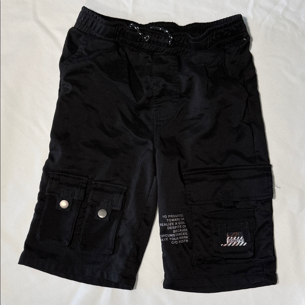 Rgstr Brand Kids Black Cargo Shorts | 10-12